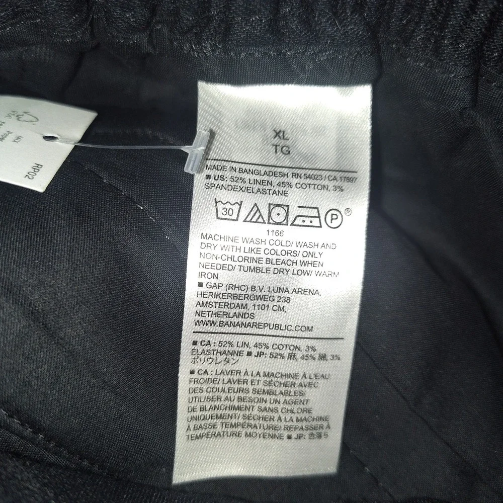 New Banana‎ Republic Pants XL Wide Leg Cropped Easy Linen Blend Flowy Black NWT
